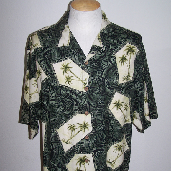 TOMMY BAHAMA 100% SILK HAWAIIAN PALMS SHIRT S2799 - Picture 1 of 6